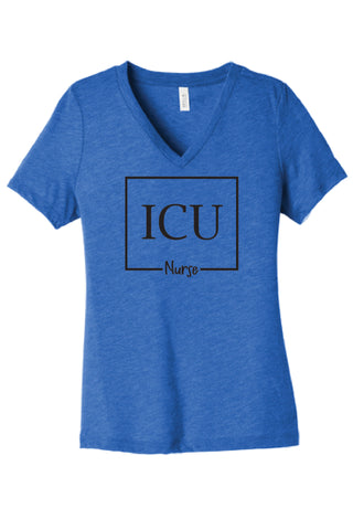 LADIES V-NECK "ICU" Design T-Shirt
