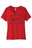 LADIES V-NECK "ICU" Design T-Shirt